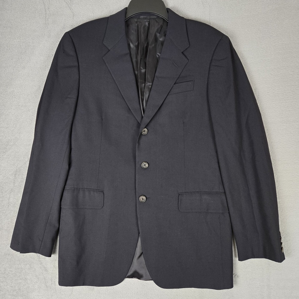 Prada Blazer Mens 48 R (38Sports Coat 100% Wool Black 3 Button Italy Made *READ